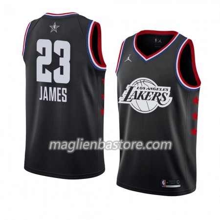 Maglia Los Angeles Lakers LeBron James 23 2019 All-Star Jordan Brand Nero Swingman - Uomo